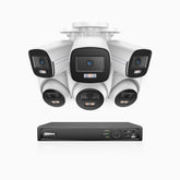 NightChroma<sup>TM</sup> NCK500 - 3K 8 Channel PoE Security System with 3 Bullet & 3 Turret Cameras, Acme Color Night Vision, f/1.0 Super Aperture, Active Alignment, Built-in Microphone, IP67 , All-Metal Housing